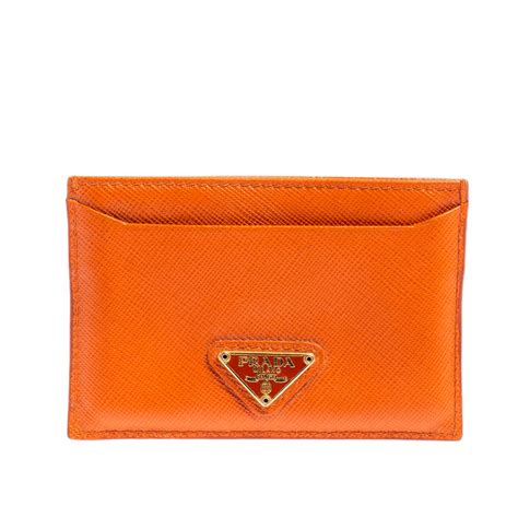 orange prada card holder|prada card holder with chain.